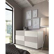 Comò bicolor 6 cassetti, finitura Graniglia chiara e Bianco altea