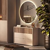 Comò 3 cassetti, Cashmere e Noce caramello cannettato