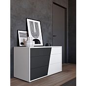 Comò moderno bicolor, colore laccato opaco Bianco e Nero 