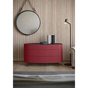 Comò moderno finitura nobilitato Teak e laccato opaco Porpora 