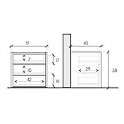 comodino 3 cassetti cashmere