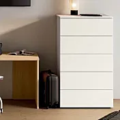 Settimino 5 cassetti, Bianco opaco, L.76