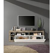 Porta Tv moderno in finitura bianco laccato lucido e Cemento