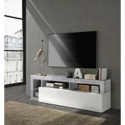 Soggiorno moderno composto da 2 madie e un portv Tv in finitura bianco e Cemento