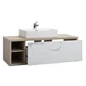 Mobili in Rovere e effetto Marmo bianco da bagno