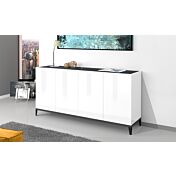 Credenza 4 ante Bianca lucido e Ardesia