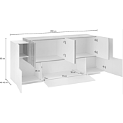 Credenza moderna 6 ante  e una ribalta in Bianco lucido e Pero