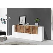 Credenza moderna 6 ante  e una ribalta in Bianco lucido e Pero