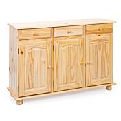 Credenza in legno massiccio a tre ante e tre cassetti / bianco