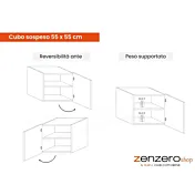 Cubo sospeso 55x50, Cadiz cannettato, 1 anta