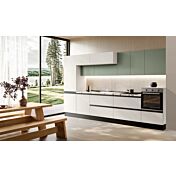 Cucina bloccata lineare, Bianco e Agave, Made in Italy
