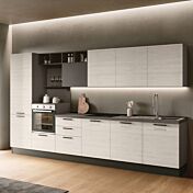 Cucina lineare 360 cm, Bianco altea e Grigio cenere, Made in Italy