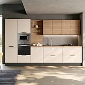 Cucina Moderna Lineare in orzo e noce biondo