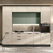 Cucina lineare bloccata, Sandostone e Agave, L.300