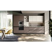 Cucina lineare Bronzo e Bianco altea, maniglie a gola, L.360