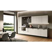 Cucina lineare 360 cm, Bianco altea e Grigio cenere