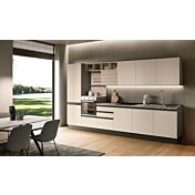 Cucina lineare Olmo natura e Orzo, L.360 cm