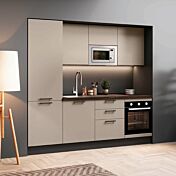 Cucina lineare 2,40 mt, Visone e Noce moro, Made in Italy