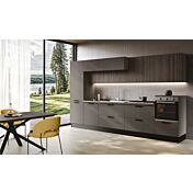 Cucina moderna lineare bloccata, L.360, Cannettato grigio