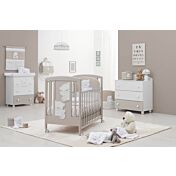 Culla Mr.Bear bianca e choco con ruote, decori con orsetti