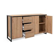 Madia industry 3 ante 3 cassetti, finitura Rovere Nodato e struttura in Antracite