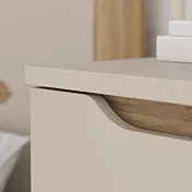 Camera completa di armadio, letto, comò e comodini in finitura Sabbia e Rovere Mauvella