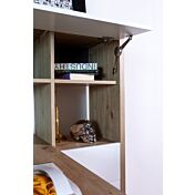 Scrivania moderna con 2 ante + 1 cassetto, colore Rovere e Bianco laccato