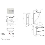Mobiletto da bagno sospeso con lavabo integrato, Havasu 26