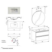 Offerta mobili bagno, mobile con lavabo integrato e  2 cassetti, Havasu 21