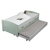 Divano letto con cassetti, secondo letto estraibile, Grigio chiaro e Salvia in saldo