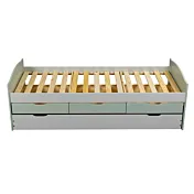 Divano letto con cassetti, secondo letto estraibile, Grigio chiaro e Salvia in sconto