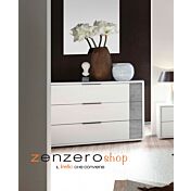 Comò design moderno 3 cassetti, finitura Bianco Opaco e Beton