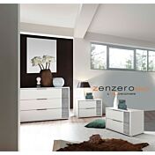 Set Comò e 2 Comodini in finitura Bianco opaco e Beton