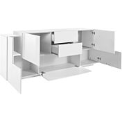 Elegante Credenza moderna 5 ante e 2 cassetti, finitura Bianca
