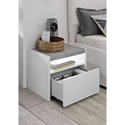 Set Comò, Settimino e 2 Comodini con guide ammortizzate in finitura bianco opaco e Beton