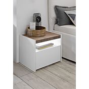 Set Comò e 2 Comodini con guide ammortizzate in finitura bianco opaco e Noce Dark