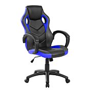 Poltrona Gaming con braccioli in finitura Blu e Nera