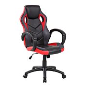 Poltrona Gaming con braccioli in finitura Rossa e Nera, imbottitura in PU