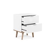 Coppia di Comodini in finitura bianco con piedi in legno