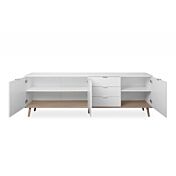 Madia in stile nordico in finitura Bianco e Quercia, 3 ante e 3 cassetti