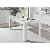 Tavolo moderno allungabile, 137x90 cm, finitura effetto Marmo Bianco di Carrara