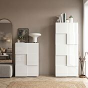 Composizione d'ingresso con guardaroba e madia, bianco lucido