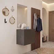 Mobile da ingresso con specchio e boiserie, Bronzo e Mercure cannettato
