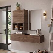 Moderna Composizione d'Ingresso, con pensili, vani e specchiera, finitura Mercure