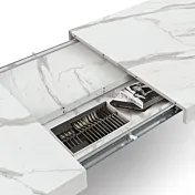 Tavolo allungabile con base rivestita colore nero, piano in nobilitato 