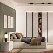 Letto matrimoniale Armonia, velluto a coste Tortora