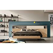 Letto matrimoniale contenitore Noce biondo, Visone e Orzo, Made in Italy