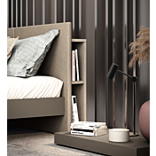 Letto matrimoniale con alloggiamento posteriore, finitura Moka e Papyrus