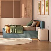 Letto matrimoniale Armonia, velluto a coste Oceano, 160x195