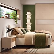 Letto matrimoniale con cuscini, tessuto Bouclè Beige